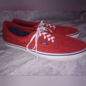 Vans Red and White Canvas Sneakers Size 11 EUC